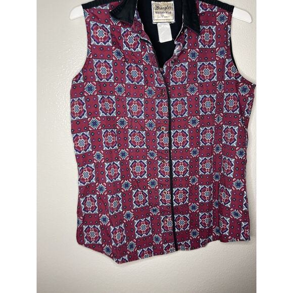 Wrangler Womens Shirt Aztec Button up Western Wear Rodeo VTG Cowgirl Cowboy - Picture 2 of 6